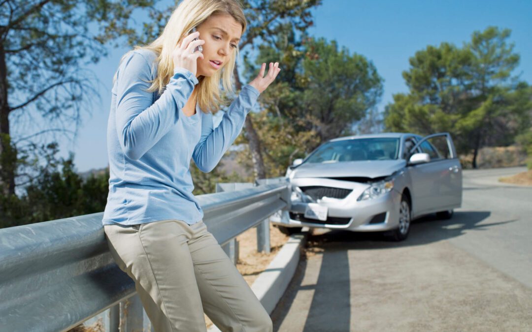 Woman in a car accident